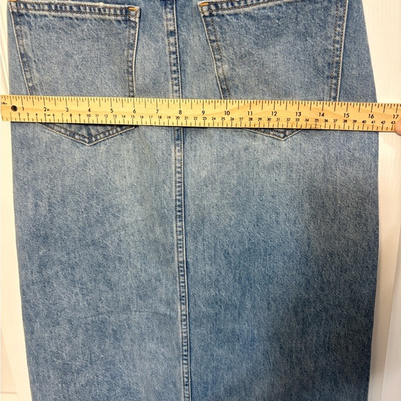 Aritzia Denim Forum The 90’s Vintage Denim Blue long Jeans Skirt waist 24 Sz 00 - Picture 13 of 16